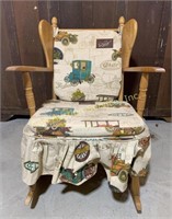 Oak Wooden Rocking Chair with Cushioned seat &