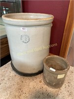 Buckeye Pottery Co 12 Gal Crock & A Smaller Crock