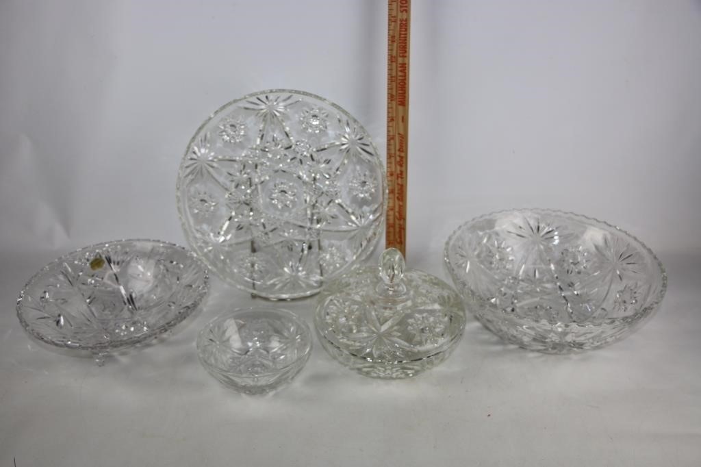 Assorted Vintage Glass Serving Items