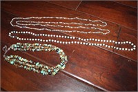 Natural stone and beaded necklaces