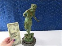 Bronze 10" Lady Statue Figure Vintage as is
