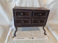 4 Drawer Wood & Iron "Jewelry" Box