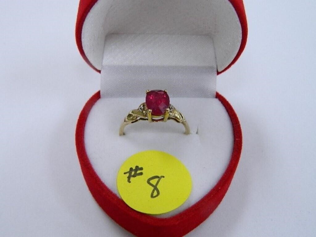 10kt Yellow Gold Ruby Style Ring, 2.0gr., Size