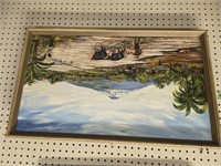 Artist signed oil painting 29. X17 overall