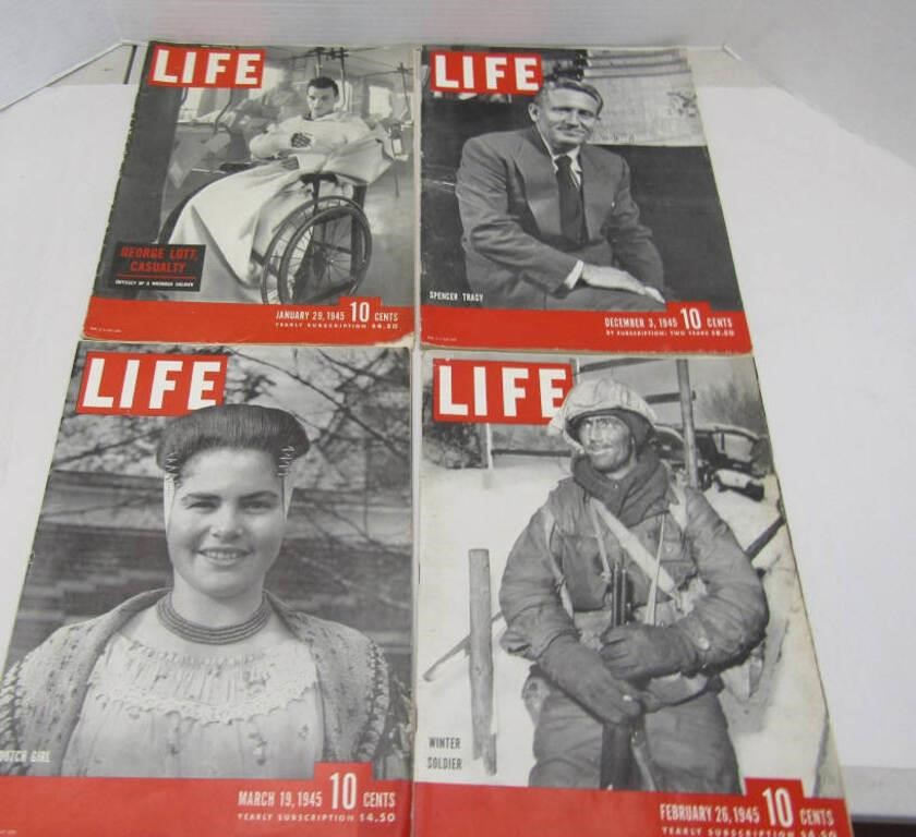 4 Vintage 1945 Life Magazines