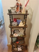 Faux wood shelf and contents