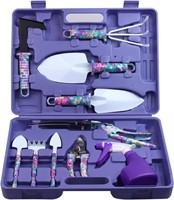 10 Pieces Gardening Tools with Purple Floral Print