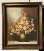 (L) O’ Donotlue Floral Oil Painting on Canvas 26”