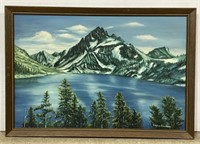 (RK) Taylor Davidson Mountain Lake Oil Painting