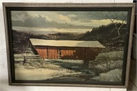 (L) Red Wood Bridge Print on Board 41” x 28 1/2”