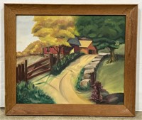 (RK) Barn Oil Painting on Board 28” x 24”