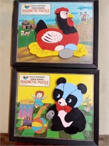 2 Child Guidance Magnetic Puzzles, missing 1 pc