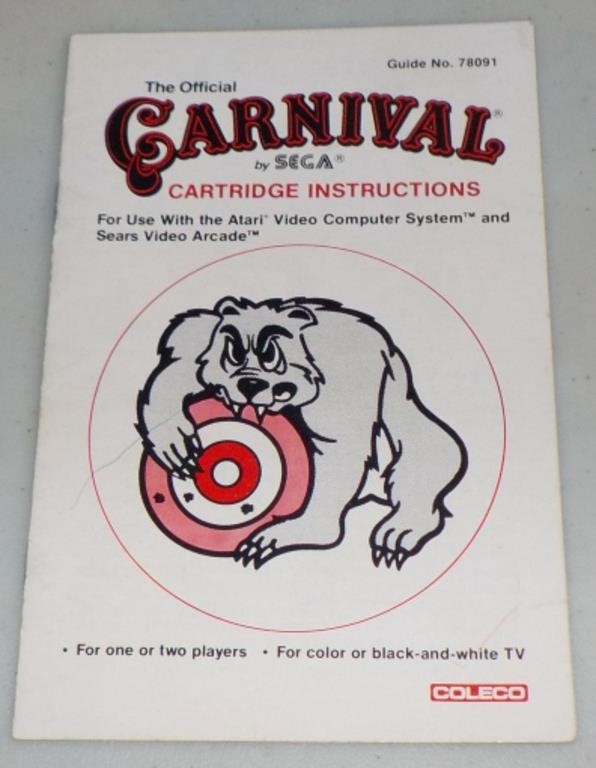 Carnival by Sega Instruction Book