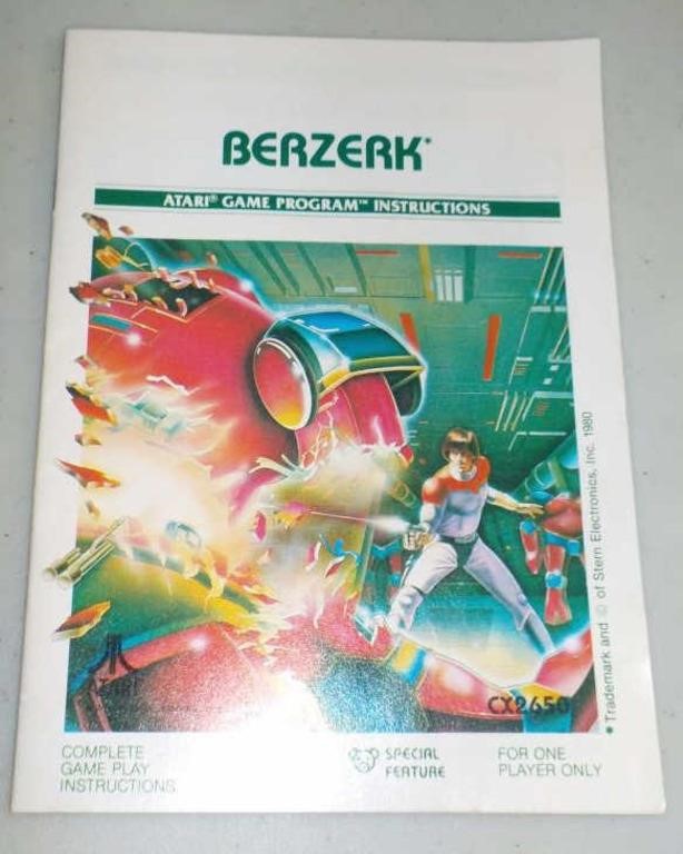 Atari Berzerk Instruction Book