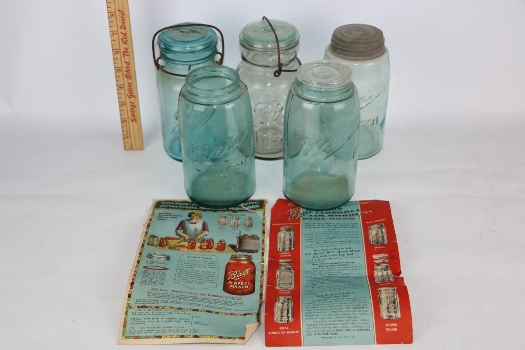 5 Old Ball Fruit Canning Jars and More