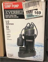 Everbilt Submersible Sump Pump 1/2HP $177 Retail