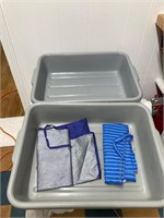 2 meat tubs 16x20x 5” deep. W a couple of aprons