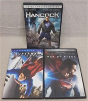 C12) 3 DVDs Movies Action Sci-Fi Hancock Superman