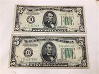 1934A & 1934C $5 Federal Reserve Notes