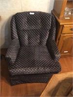 Blue Velour Swivel Rocking Chair