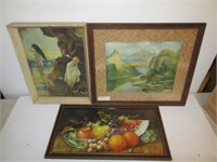 Framed antique prints including still life with
