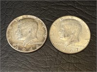 1964 & 1967 Silver Kennedy Half Dollars