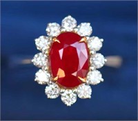 1ct Pigeon Blood Red Ruby Ring 18K Gold