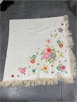 Hand Stitched Floral Shag Throw