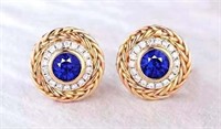 1ct Cornflower Blue Sapphire Earrings 18K Gold