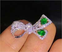 0.8ct Natural Emerald Brooch 18K Gold