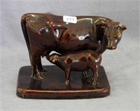 RW brown glaze cow & calf