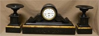 Marble Mantle Clock with Candle Stand Garnitures.