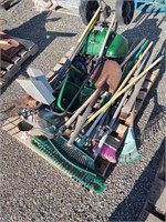 Yard tools rakes shovels