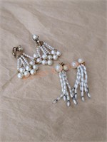Vintage faux pearl clip on earrings