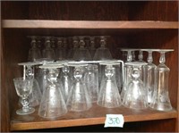 Large lot etched glasses and stemware, Bring
