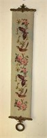 needlepoint butler bell pull w/butterflies/birds