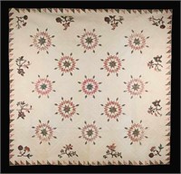 Vintage Hand Sewn Star and Floral Applique Quilt