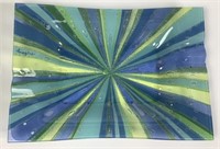 Signed Higgins Fused Glass Riviera Tray