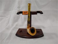 Meerschaum smoking pipe and holder