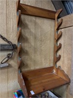Wooden 5 gun rack with shelf 36 inches x 22 1/2
