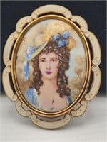 Hand Painted Brooch Made in England