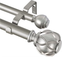 KAMANINA Double Curtain Rods 72-144 Silver