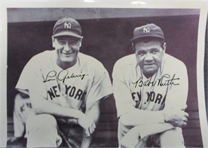 Babe Ruth and Lou Gehrig Signed Photo 8x10