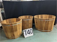 3 Cedar Whiskey Barrel Planters