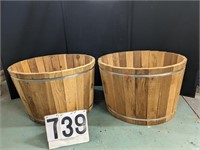 Pair of Cedar 1/2 Whiskey Barrel Planters
