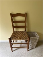Wicker Chair & Waste Basket