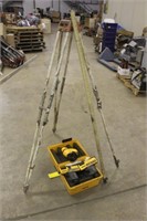 LASER TRANSIT WITH TRIPOD AND STORY POLE,