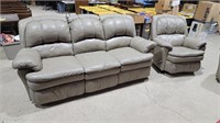 3 pcs leather reclining couch love seat and