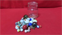 Jar Vintage Marbles Various Sizes & Styles