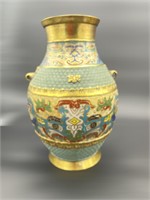 Asian Chinese Brass Enameled Cloisonne Vase